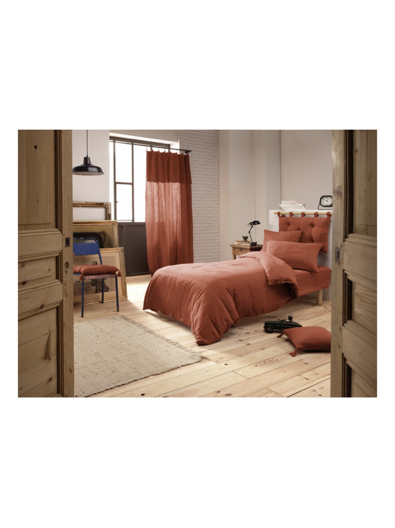 Housse de couette - L'effet papillon - 100% gaze de coton 125 gr/m² Terracotta - Kiabi