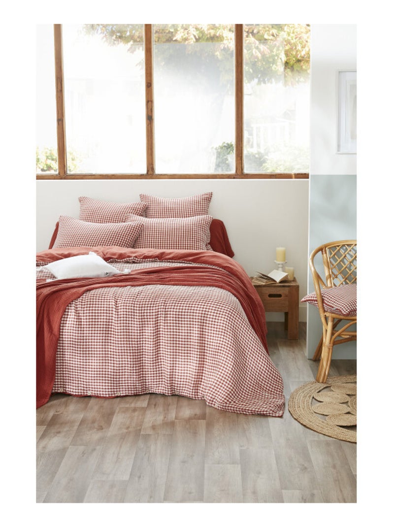 Housse de couette - L'effet papillon - 100% gaze de coton 125 gr/m² Terracotta - Kiabi