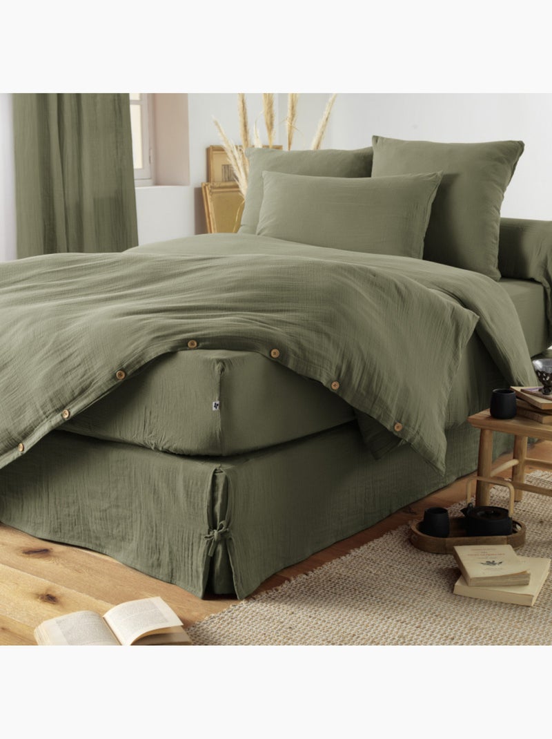 Housse de couette - L'effet papillon - 100% gaze de coton 125 gr/m² Vert chèvrefeuille - Kiabi