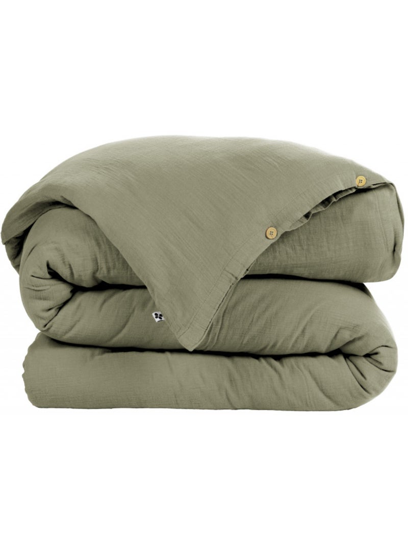 Housse de couette - L'effet papillon - 100% gaze de coton 125 gr/m² Vert chèvrefeuille - Kiabi