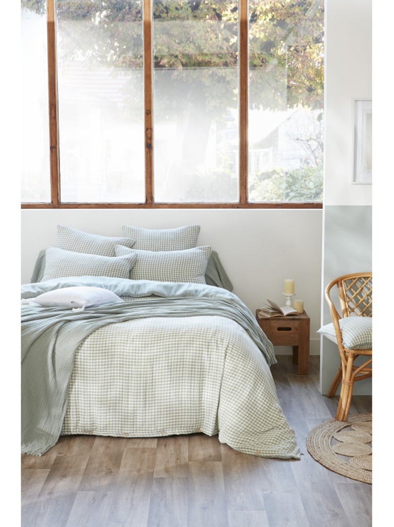 Housse de couette - L'effet papillon - 100% gaze de coton 125 gr/m² Vert clair - Kiabi