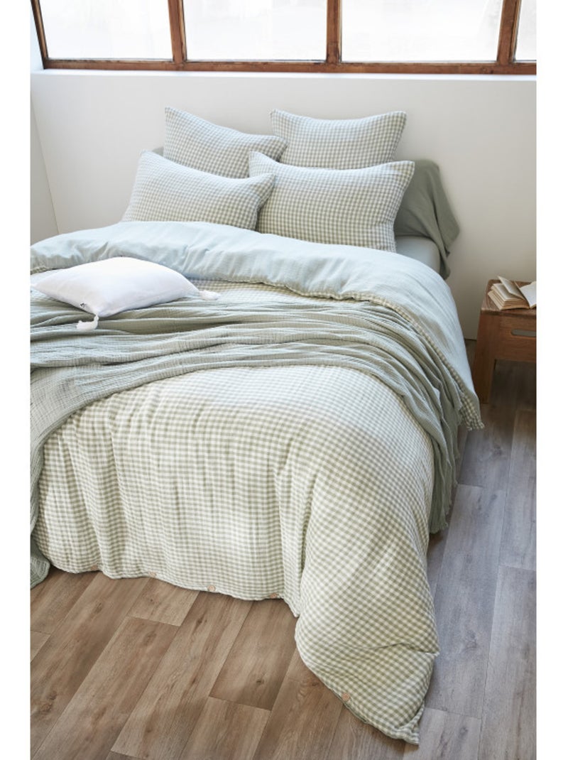 Housse de couette - L'effet papillon - 100% gaze de coton 125 gr/m² Vert clair - Kiabi