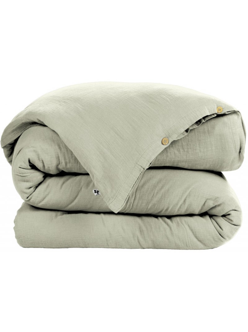 Housse de couette - L'effet papillon - 100% gaze de coton 125 gr/m² Vert d'eau - Kiabi