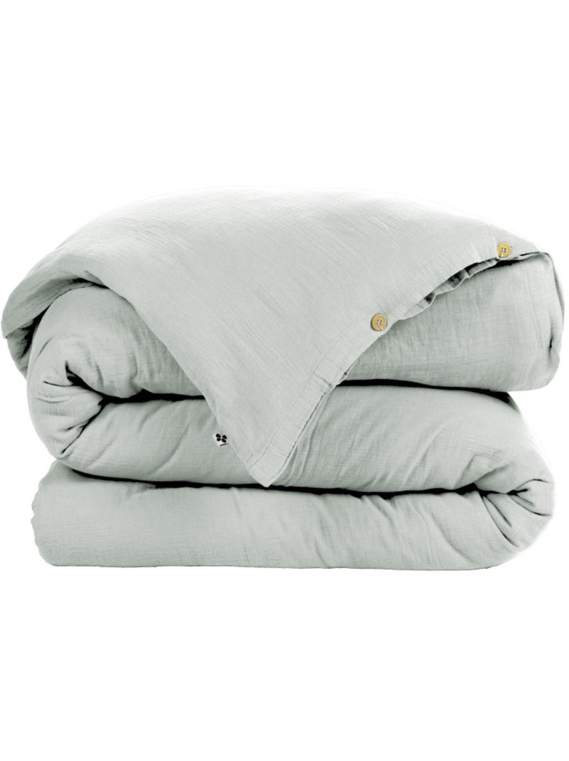 Housse de couette - L'effet papillon - 100% gaze de coton 125 gr/m² Vert tilleul - Kiabi