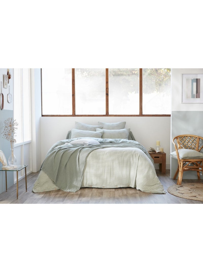Housse de couette - L'effet papillon - 100% gaze de coton 125 gr/m² Vert tilleul - Kiabi