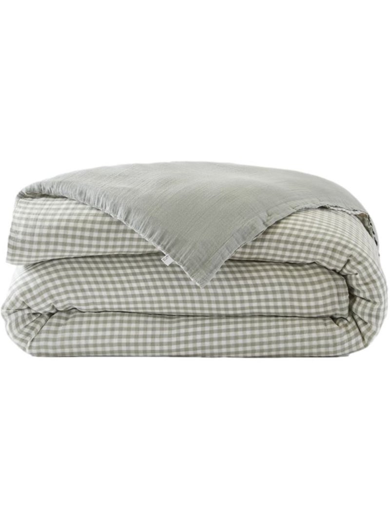 Housse de couette - L'effet papillon - 100% gaze de coton 125 gr/m² Vert tilleul - Kiabi