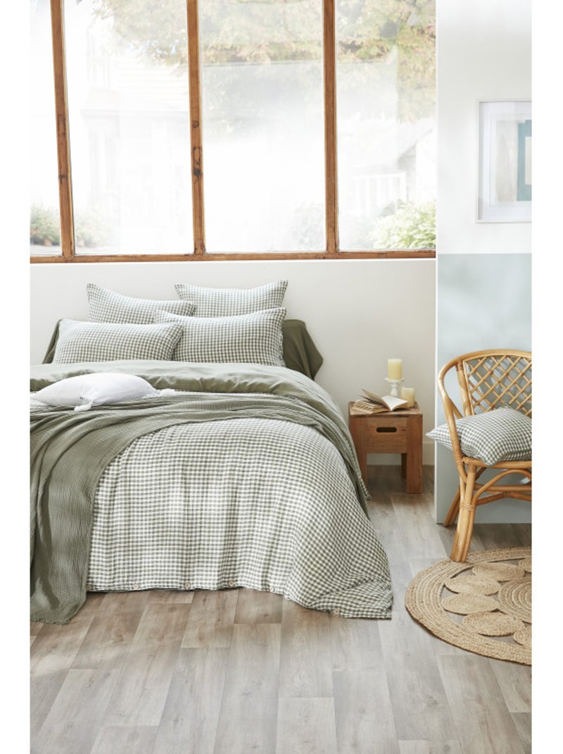 Housse de couette - L'effet papillon - 100% gaze de coton 125 gr/m² Vert tilleul - Kiabi