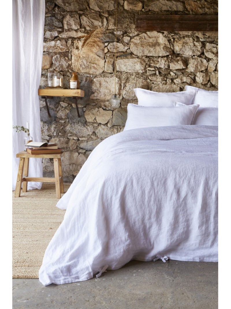 Housse de couette - L'effet papillon - 100% Lin lavé Blanc - Kiabi