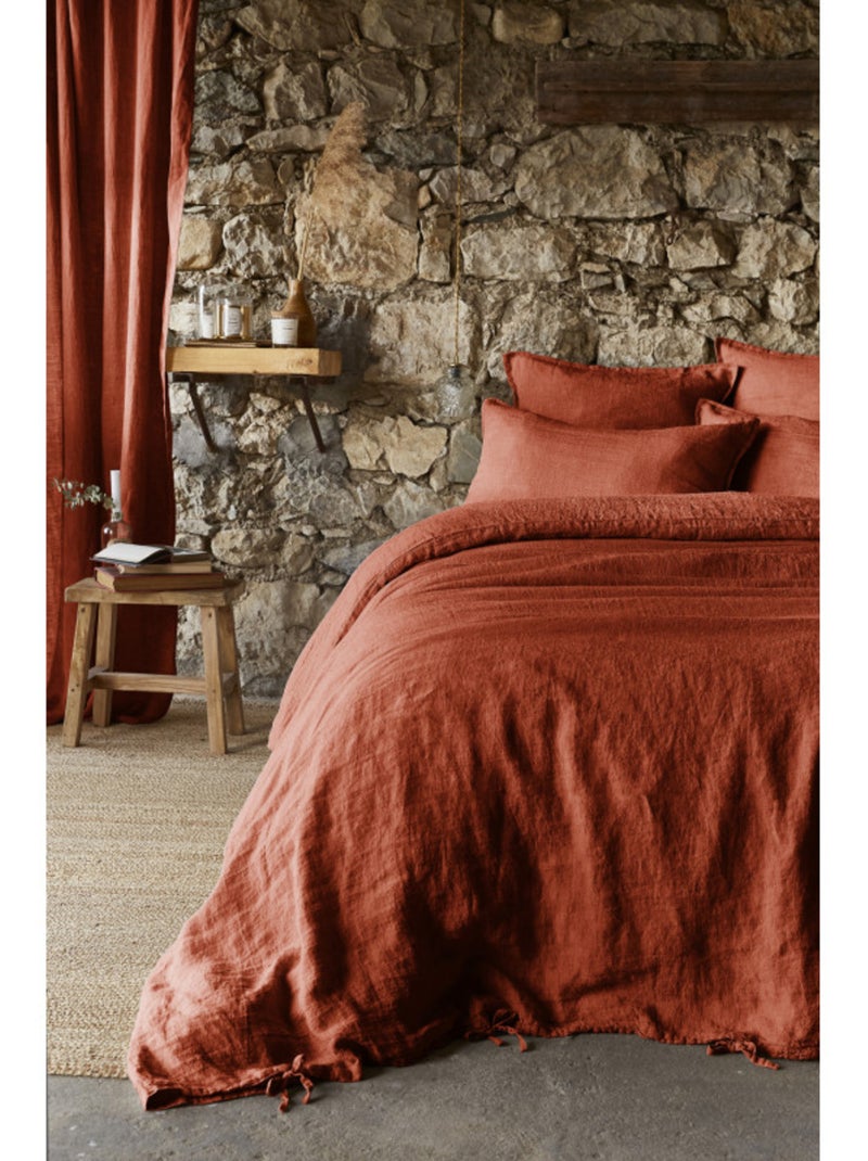 Housse de couette - L'effet papillon - 100% Lin lavé Rouge - Kiabi