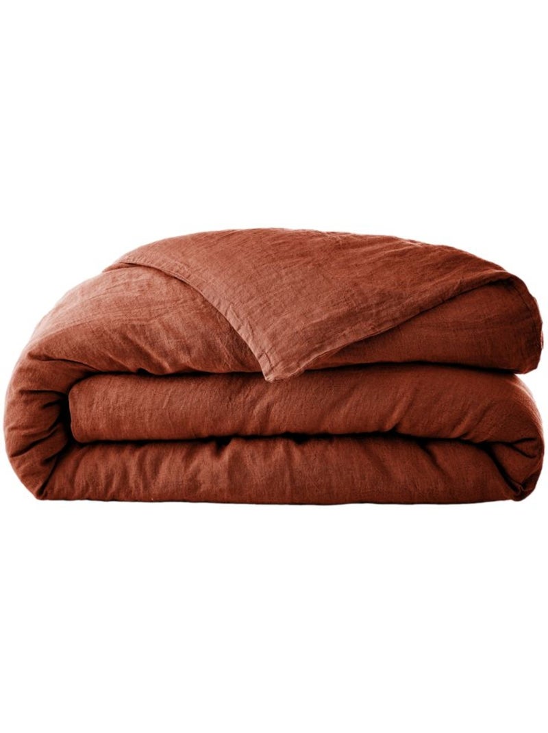 Housse de couette - L'effet papillon - 100% Lin lavé Rouge - Kiabi