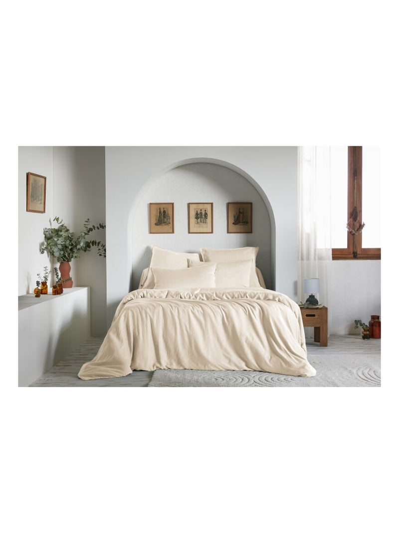 Housse de couette - L'effet papillon - 100% Lyocell (Tencel lavé ) Beige - Kiabi