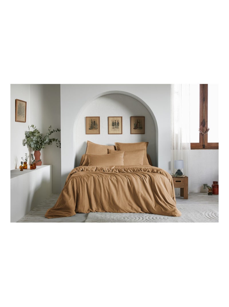 Housse de couette - L'effet papillon - 100% Lyocell (Tencel lavé ) Camel - Kiabi