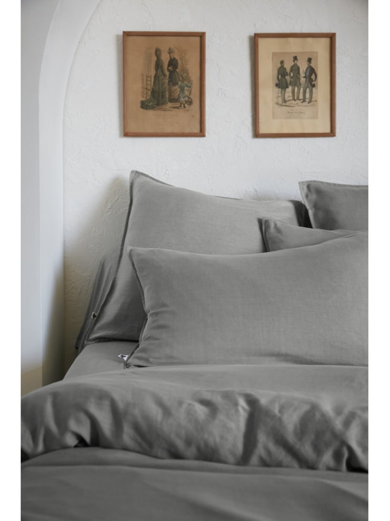 Housse de couette - L'effet papillon - 100% Lyocell (Tencel lavé ) Gris foncé - Kiabi