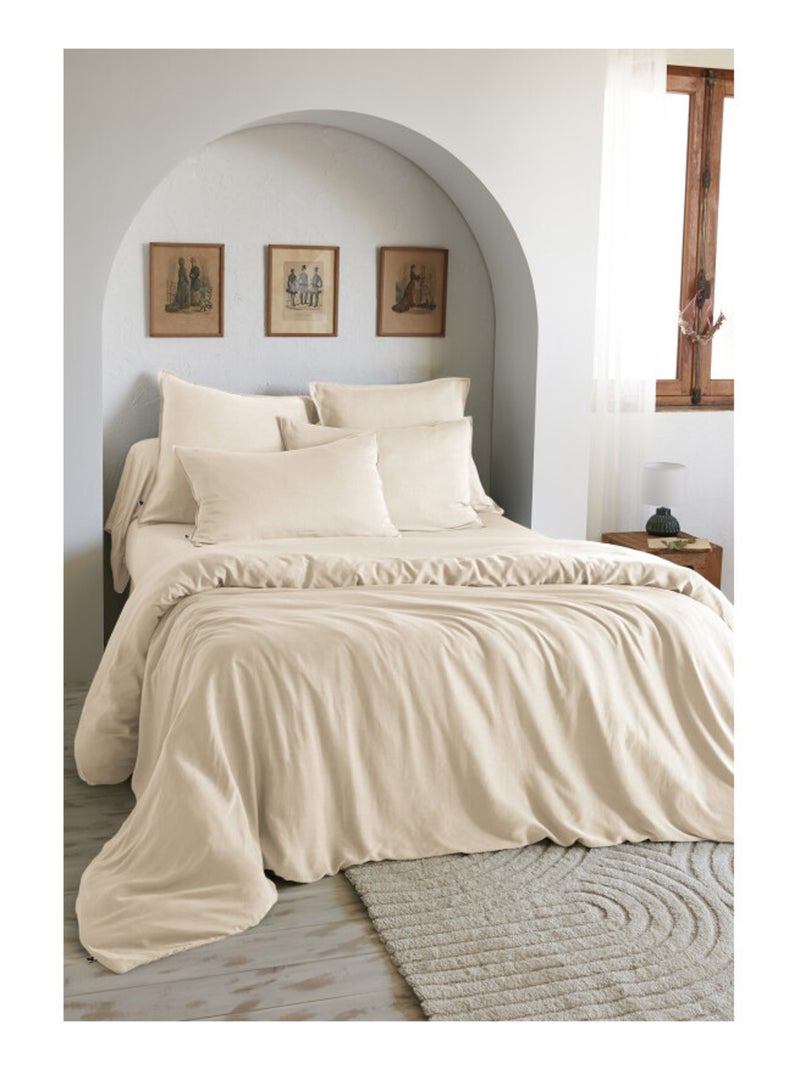 Housse de couette - L'effet papillon - 100% Lyocell (Tencel lavé ) Gris taupe - Kiabi