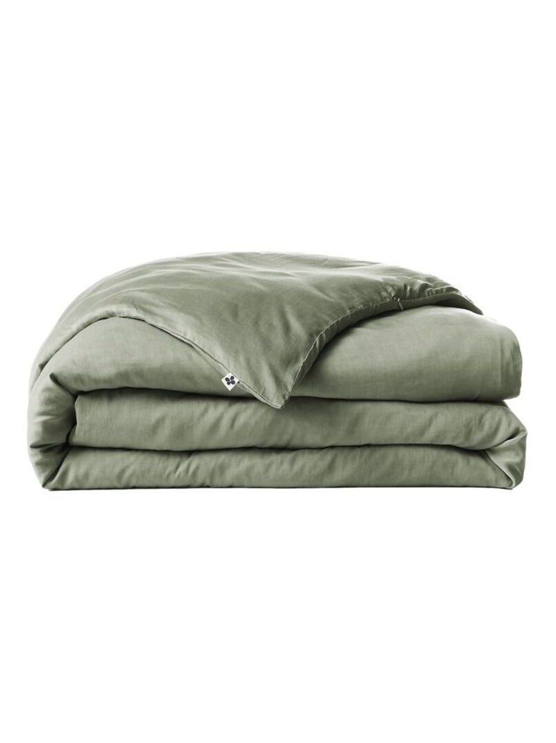 Housse de couette - L'effet papillon - 100% Lyocell (Tencel lavé ) Vert chèvrefeuille - Kiabi
