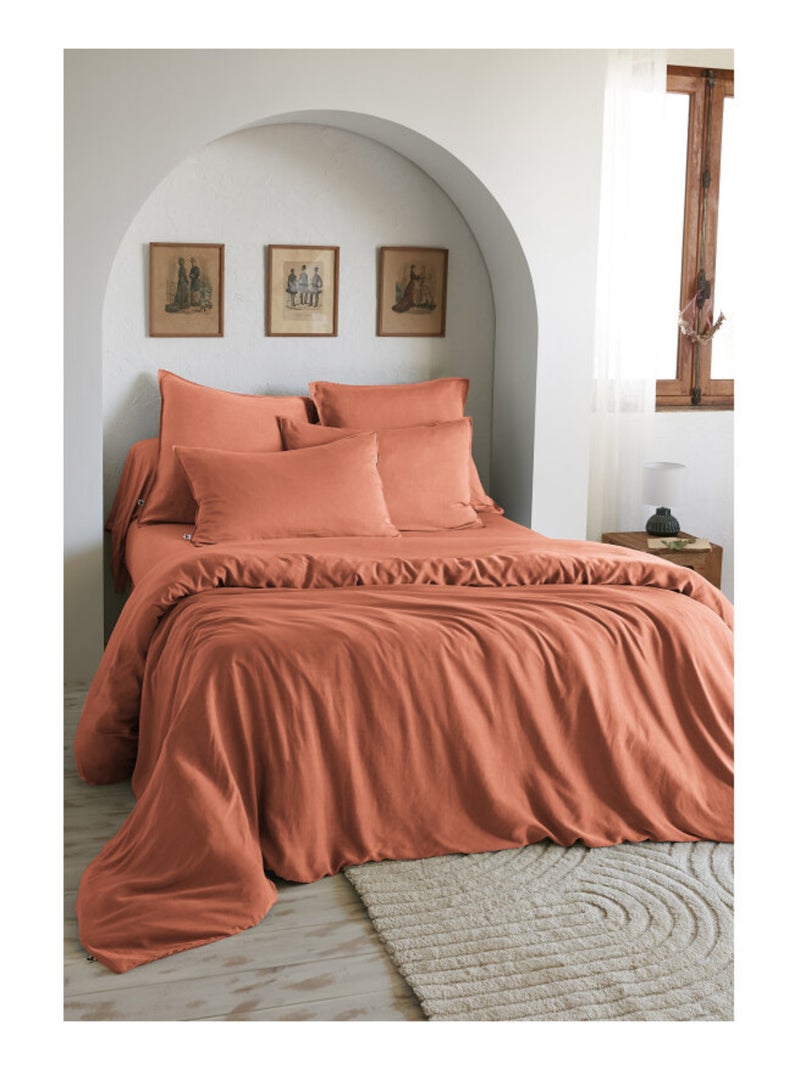 Housse de couette - L'effet papillon - 100% Lyocell (Tencel lavé ) Vert foncé - Kiabi