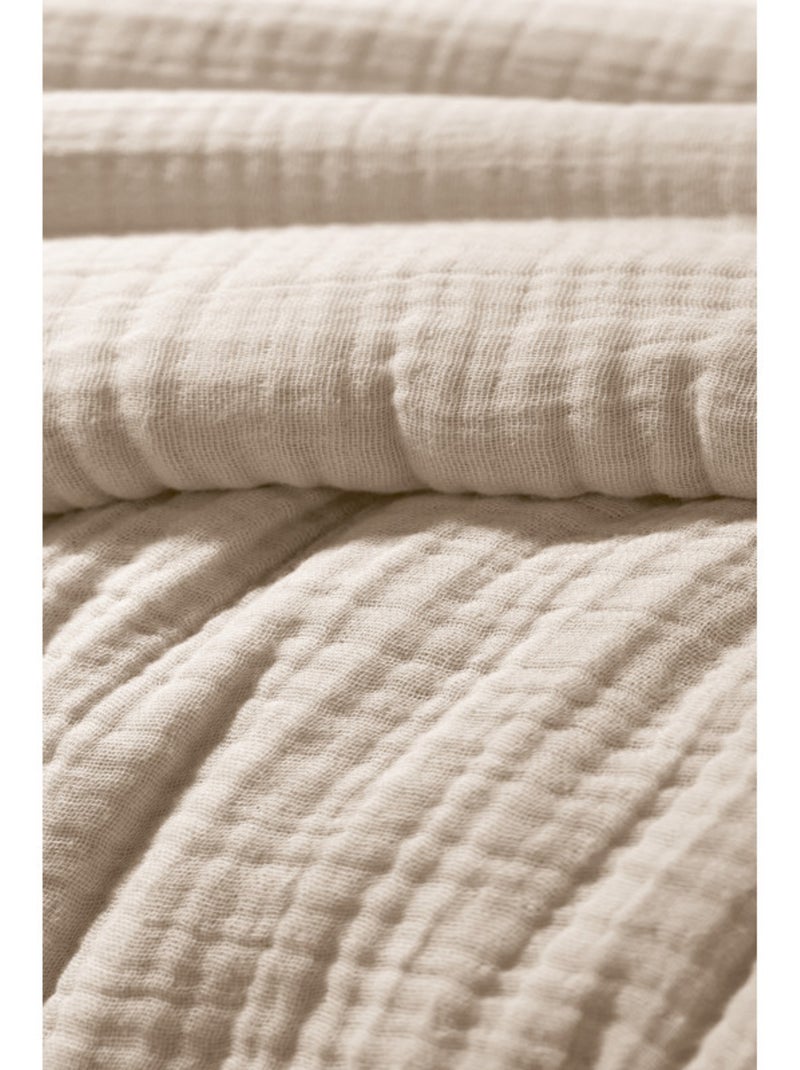Housse de couette - L'effet papillon - 100% Quadruple gaze de coton 220 gr/m² Beige foncé - Kiabi
