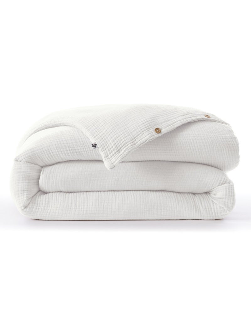 Housse de couette - L'effet papillon - 100% Quadruple gaze de coton 220 gr/m² Blanc cassé - Kiabi