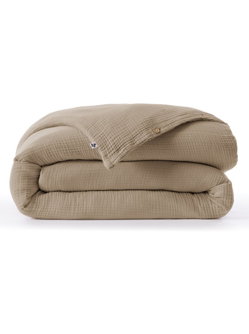 Housse de couette - L'effet papillon - 100% Quadruple gaze de coton 220 gr/m² Marron - Kiabi