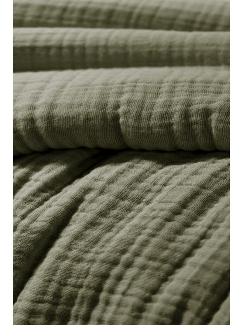 Housse de couette - L'effet papillon - 100% Quadruple gaze de coton 220 gr/m² Vert chèvrefeuille - Kiabi