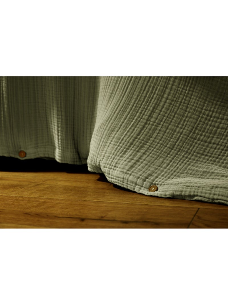Housse de couette - L'effet papillon - 100% Quadruple gaze de coton 220 gr/m² Vert chèvrefeuille - Kiabi