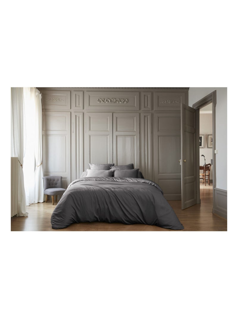 Housse de couette - L'effet papillon - 100% Viscose de bambou 120 fils/cm² Gris souris - Kiabi