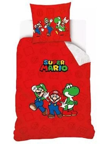 Housse de couette - super mario - réversible - 140 x 200 cm - 100% coton - design coloré