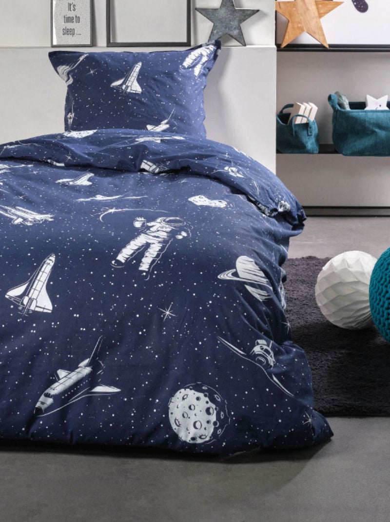 Housse de couette - Today - 100 % Coton 57 Fils/cm² Bleu - Kiabi