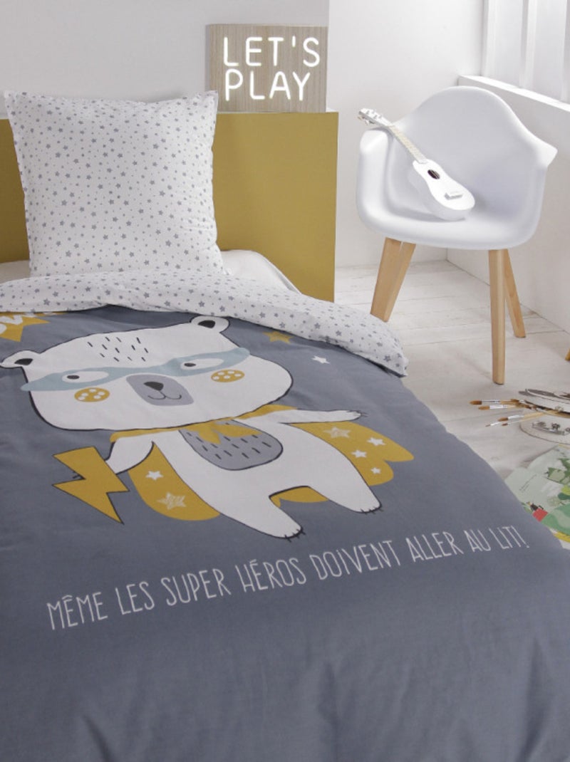 Housse de couette - Today - 100 % Coton 57 Fils/cm² Gris - Kiabi