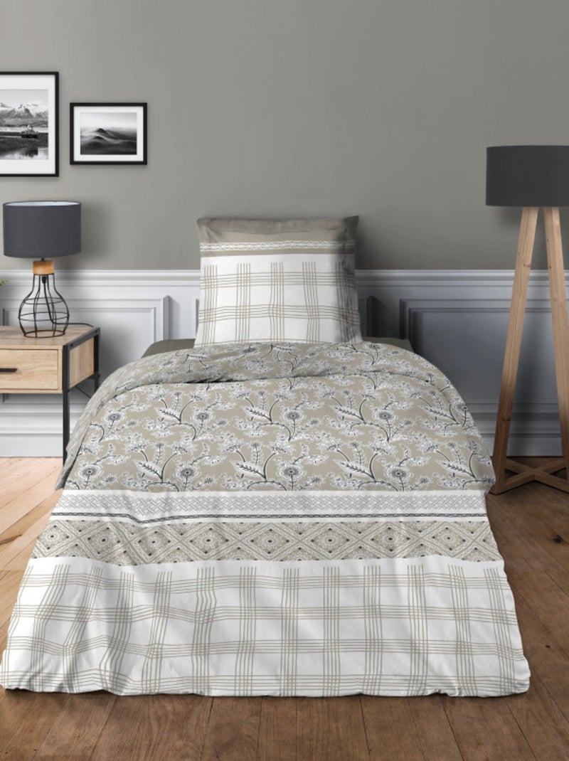 Housse de couette - Univers Décor - 100 % Coton 57 Fils/cm² Gris taupe - Kiabi