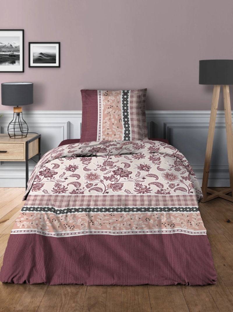 Housse de couette - Univers Décor - 100 % Coton 57 Fils/cm² Noir Bordeaux - Kiabi