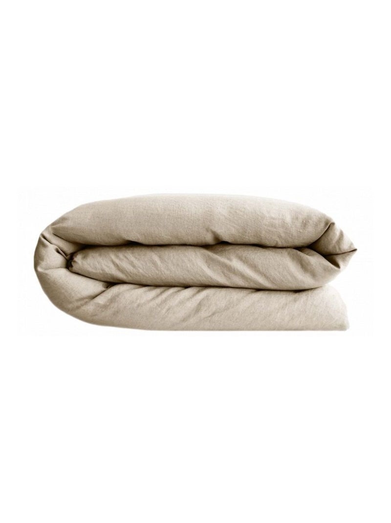 Housse de couette - Vent du Sud - 100 % coton lavé 63 fils/cm² Beige chiné - Kiabi