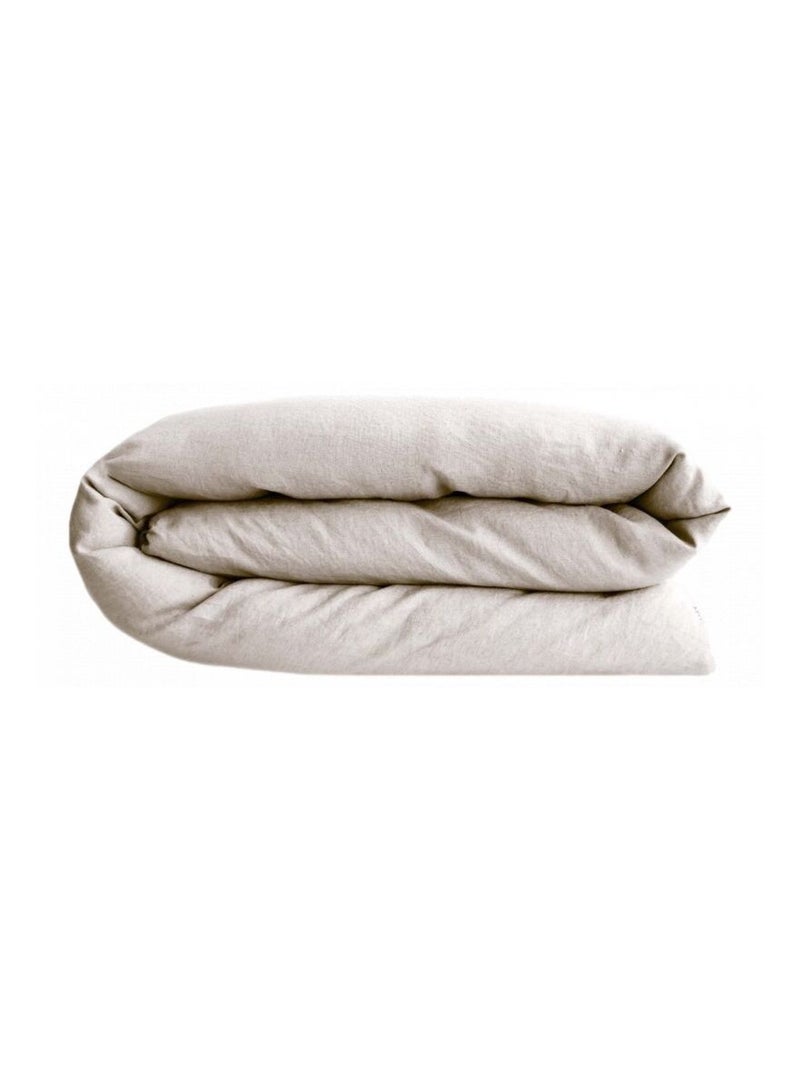 Housse de couette - Vent du Sud - 100 % coton lavé 63 fils/cm² Beige coquille - Kiabi