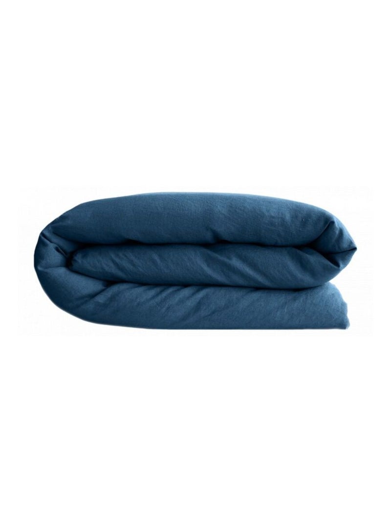 Housse de couette - Vent du Sud - 100 % coton lavé 63 fils/cm² Bleu marine - Kiabi