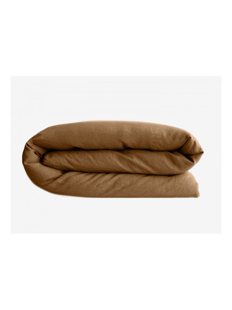 Housse de couette - Vent du Sud - 100 % coton lavé 63 fils/cm² Cognac - Kiabi