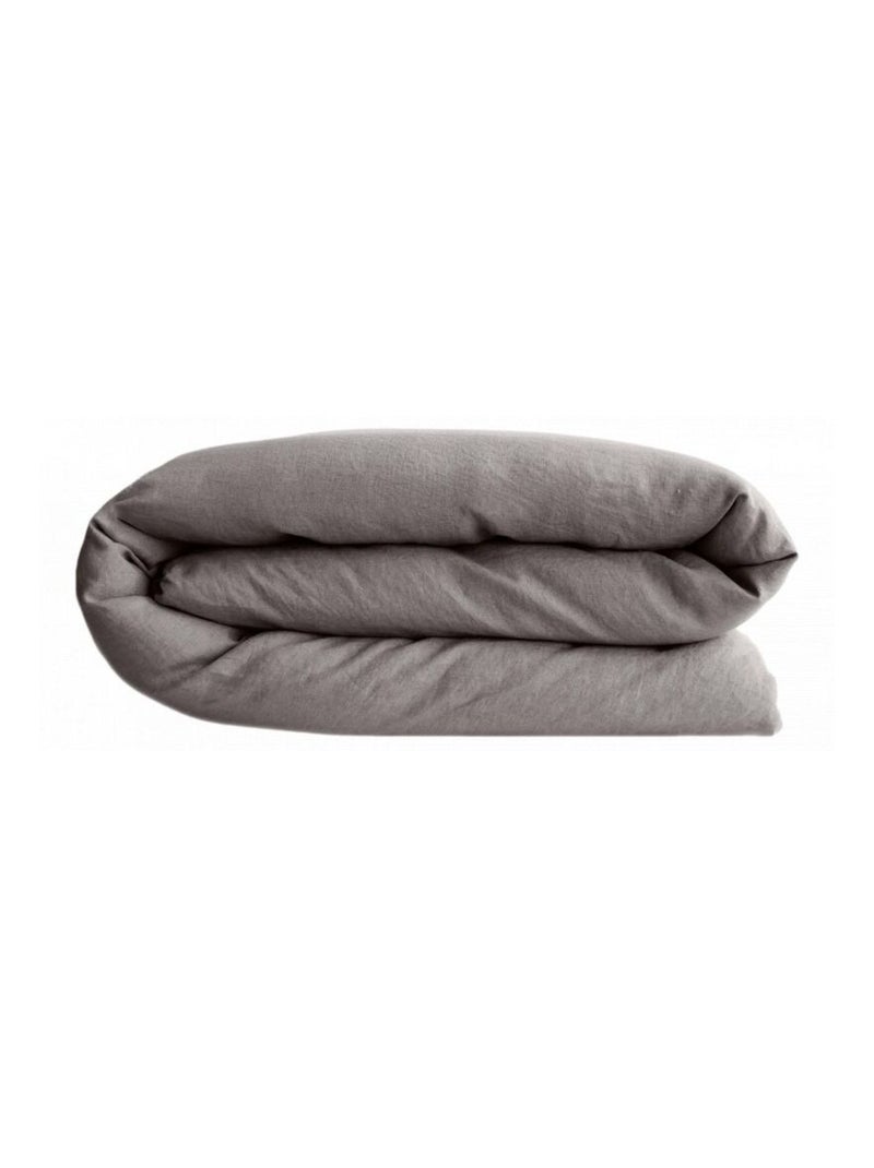 Housse de couette - Vent du Sud - 100 % coton lavé 63 fils/cm² Gris moyen - Kiabi
