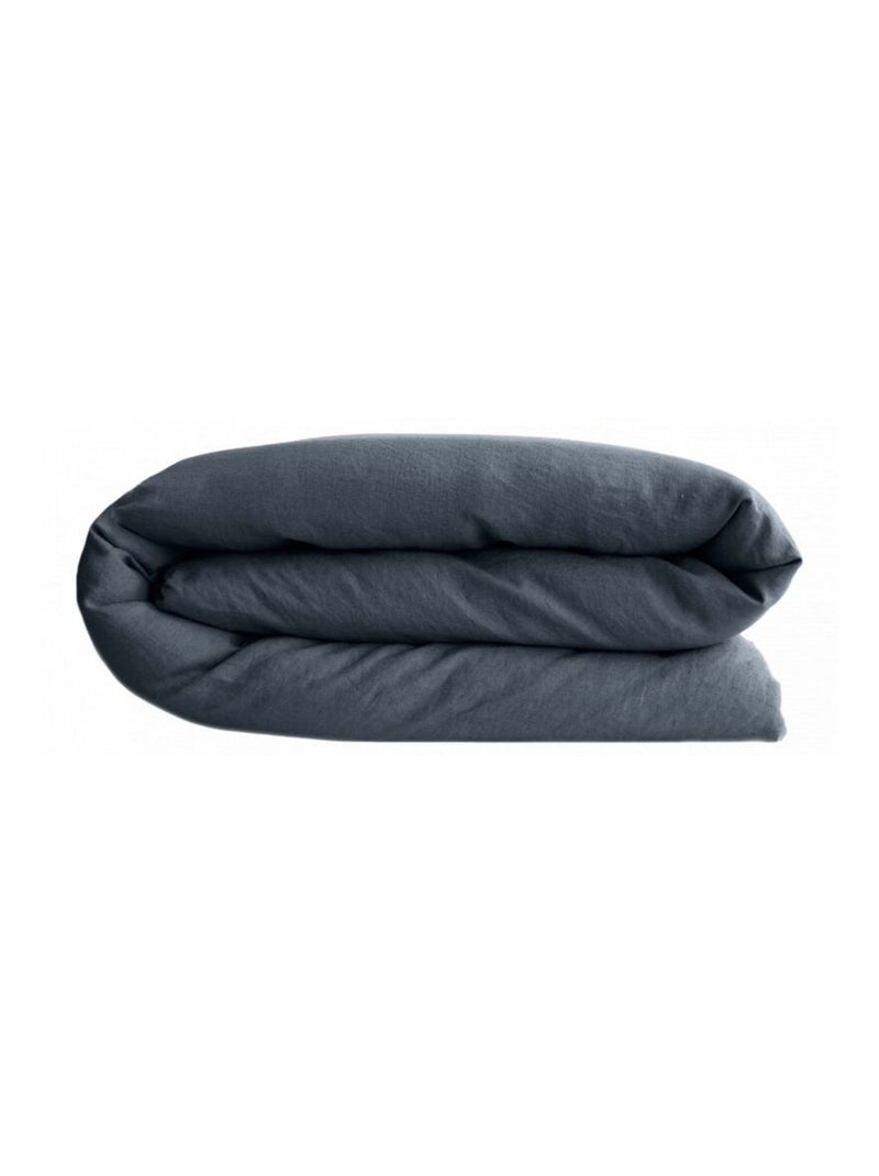 Housse de couette - Vent du Sud - 100 % coton lavé 63 fils/cm² Gris souris - Kiabi