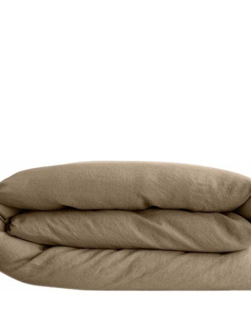 Housse de couette - Vent du Sud - 100 % coton lavé 63 fils/cm² Marron - Kiabi