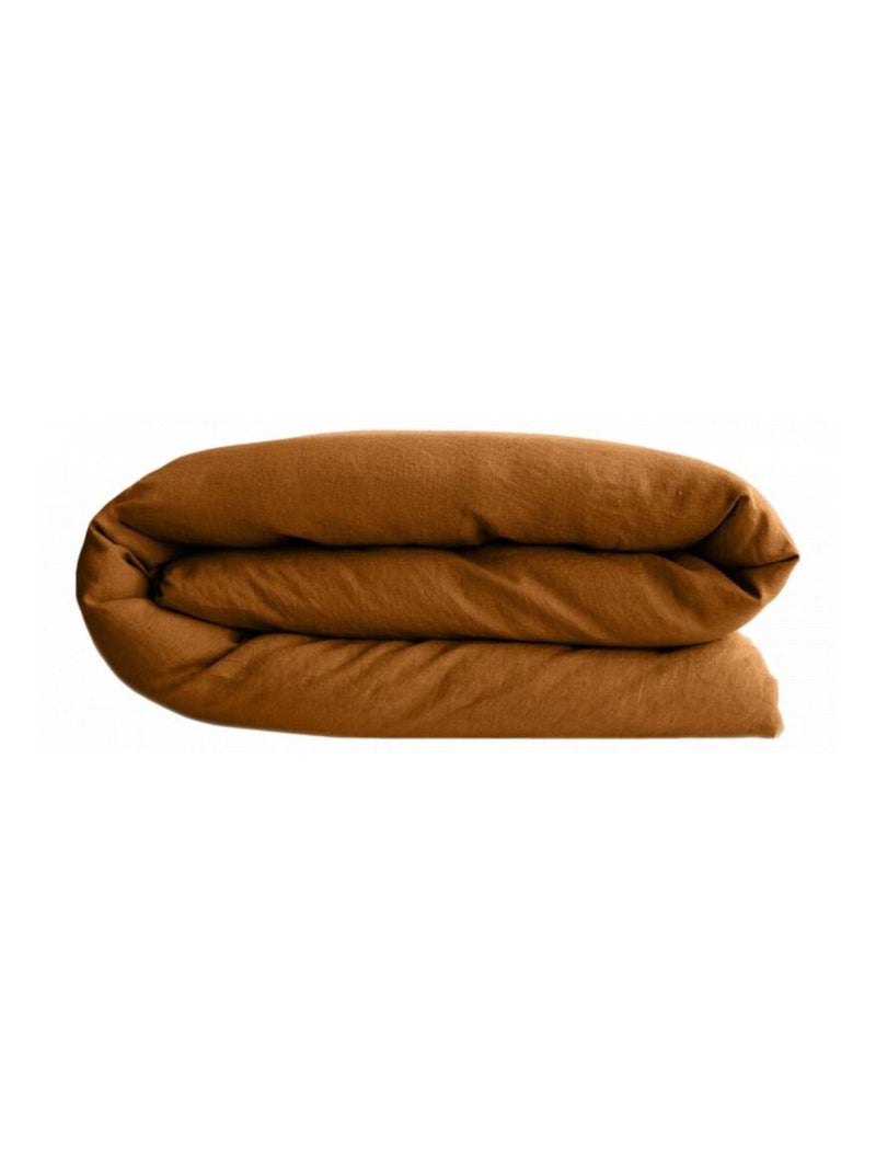 Housse de couette - Vent du Sud - 100 % coton lavé 63 fils/cm² Terracotta - Kiabi
