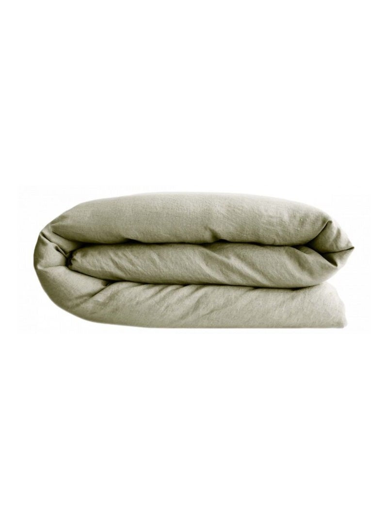 Housse de couette - Vent du Sud - 100 % coton lavé 63 fils/cm² Vert chèvrefeuille - Kiabi