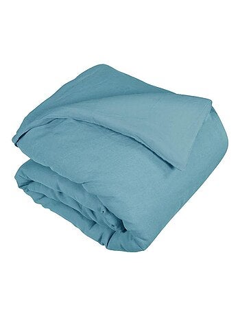 Housse de couette 1 face lin lavé et 1 face coton lavé