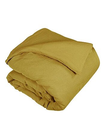 Housse de couette 1 face lin lavé et 1 face coton lavé