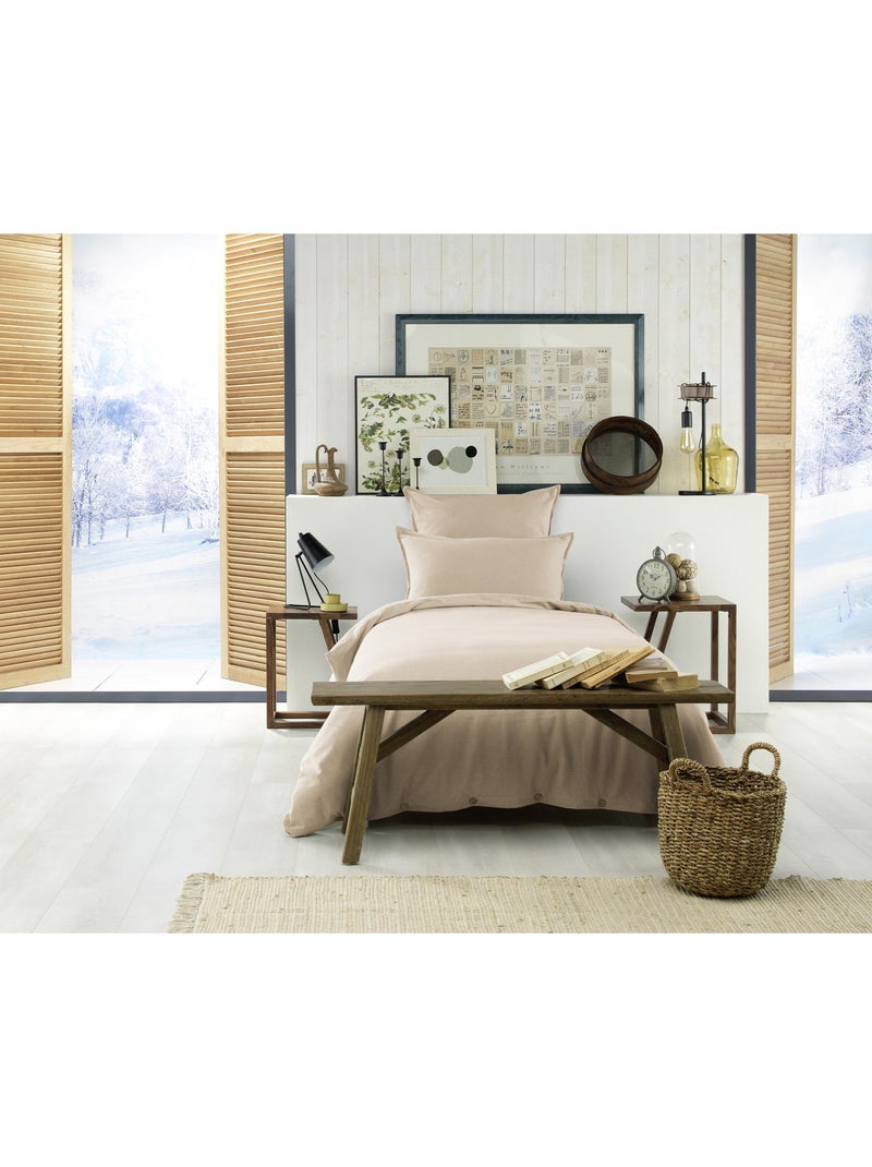 Housse de Couette 1 personne - Flanelle douche et chaude - Candice Beige - Kiabi