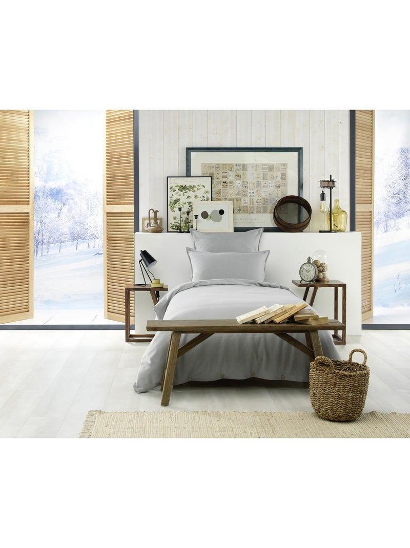 Housse de Couette 1 personne - Flanelle douche et chaude - Candice Gris - Kiabi