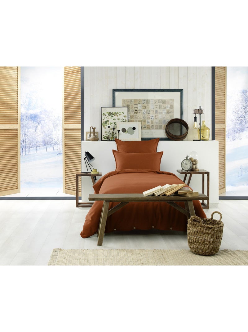 Housse de Couette 1 personne - Flanelle douche et chaude - Candice Orange - Kiabi