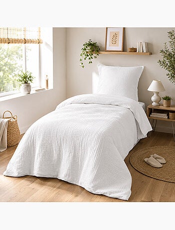 Housse de couette 1 personne gaze de coton 57 fils