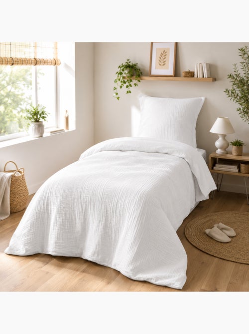 Housse de Couette 1 Personne Gaze de Coton 57 Fils - Kiabi