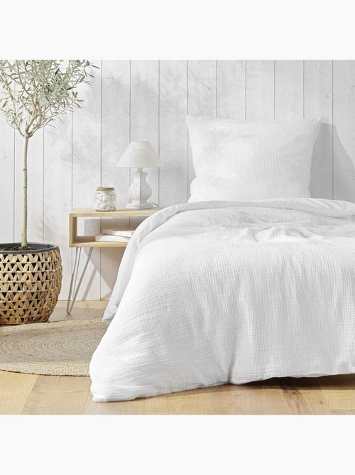 Housse de Couette 1 Personne Gaze de Coton 57 Fils - Kiabi