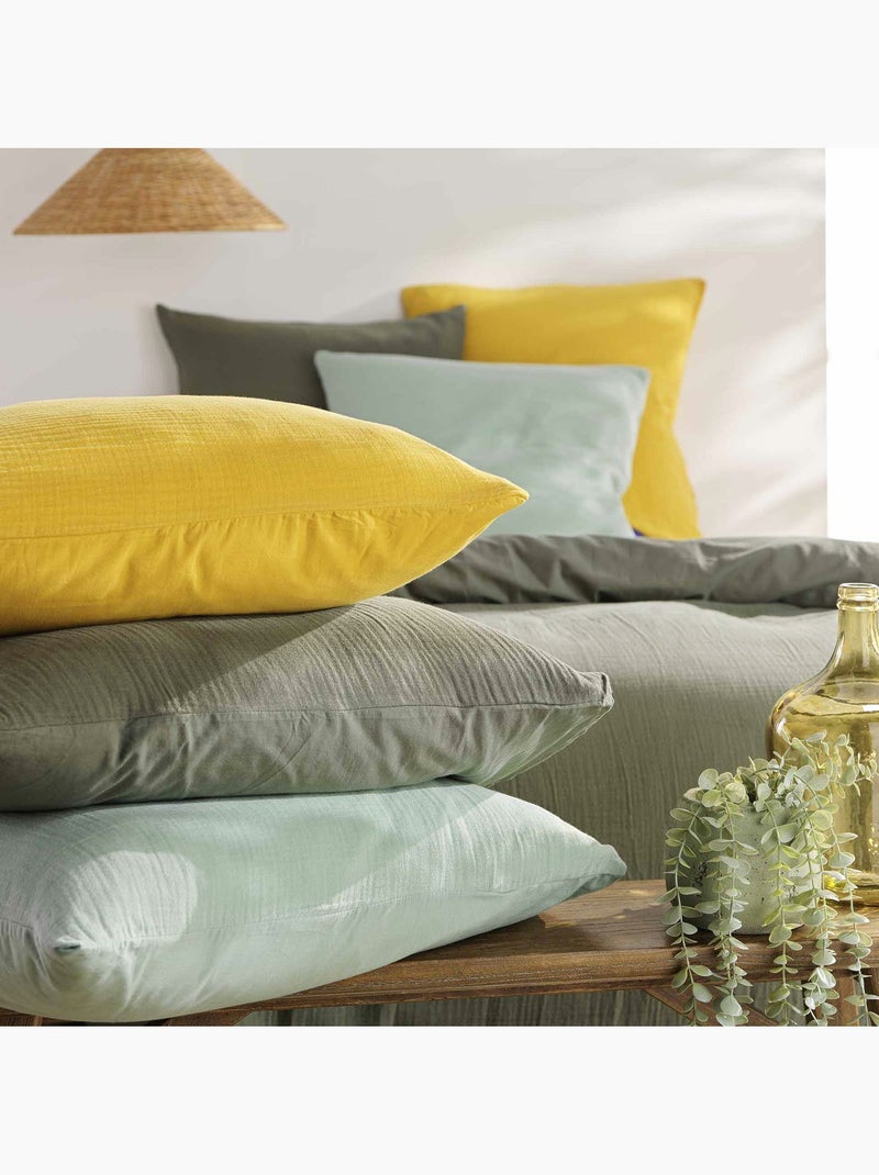 Housse de Couette 1 Personne Gaze de Coton 57 Fils Blanc - Kiabi