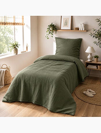 Housse de Couette 1 Personne Gaze de Coton 57 Fils